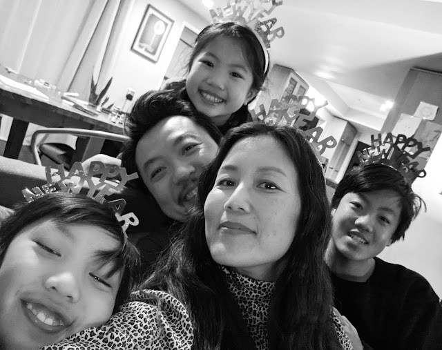 new years eve family photo with headbands new years eve