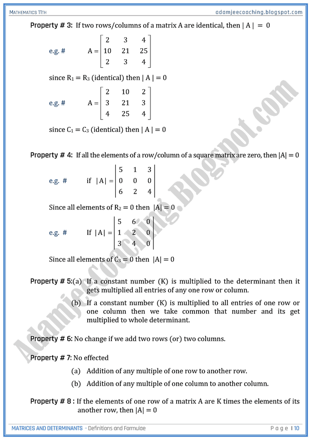 matrices-and-determinants-definitions-and-formulae-mathematics-11th