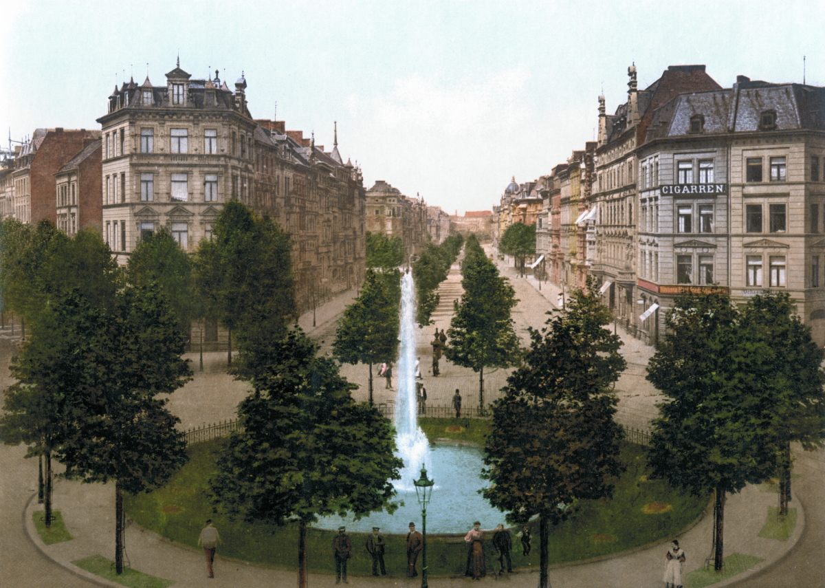 Köln, Innenstadt, Barbarossaplatz um das Jahr 1900, Blick über den Hohenstaufenring, Photochrom Print