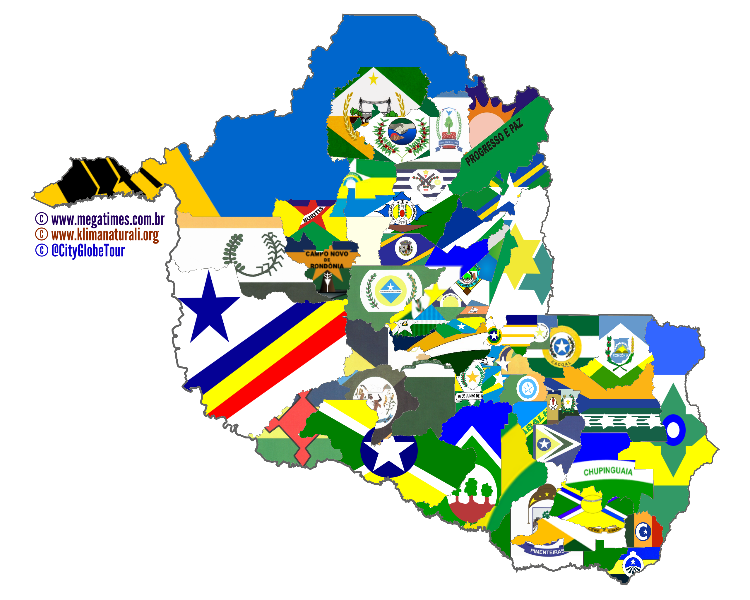 Rondônia "Flag Map" dos Municípios