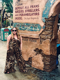 Nuuly, clothing rental, subscription box, fashion, Coldesina Designs Abi Wide-Leg Jumpsuit, leopard print, Disney bound, Adventureland, Disneyland