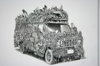 Wow Bus Art Car Drawing by Eric Carlos Bertrand