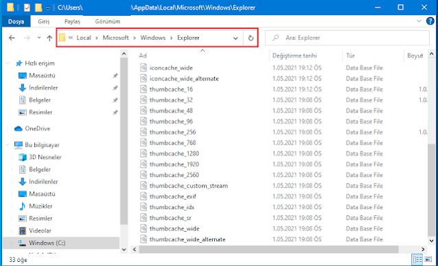 Windows 10'da Ağ klasöründeki Thumbs.db Dosyalarını Silme