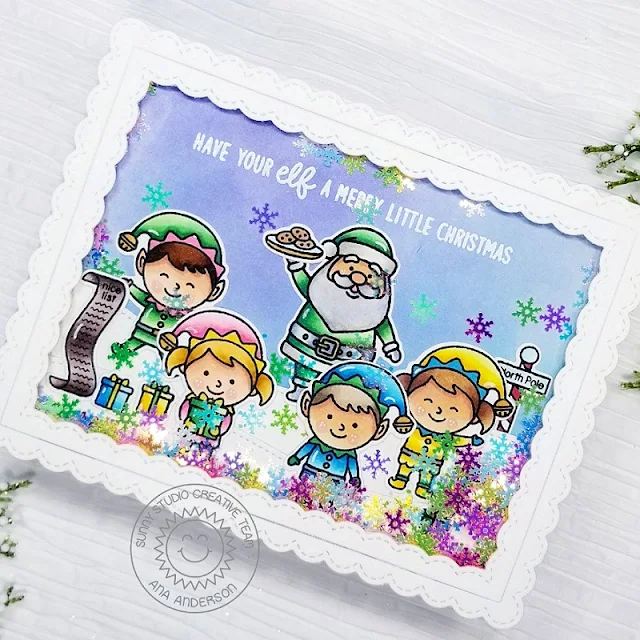 Sunny Studio Stamps: North Pole Fancy Frame Dies Christmas Card by Ana Anderson