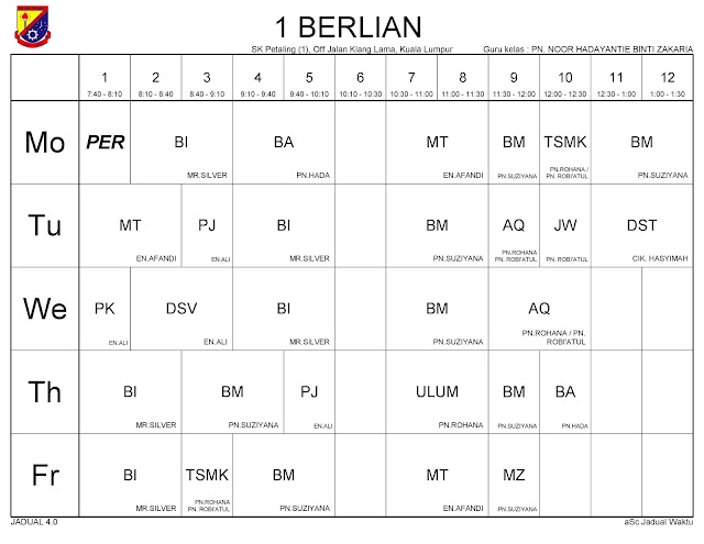 cara reka jadual waktu