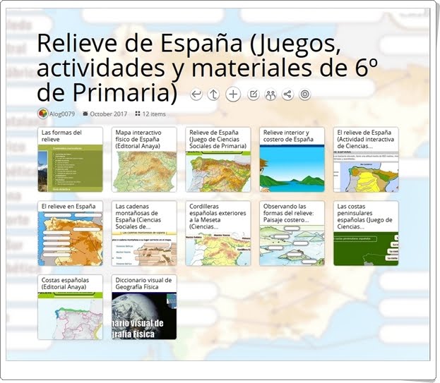 "12 Juegos, actividades y materiales didácticos para el estudio de EL RELIEVE DE ESPAÑA en 6º de Primaria"