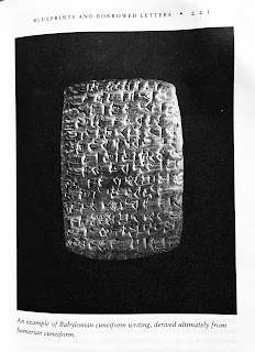 Page 221. An example of Babylonian cuneiform writing derived ultimately from Sumerian cuneiform. Jared Diamond. Guns, Germs, and Steel. All tables and figures.