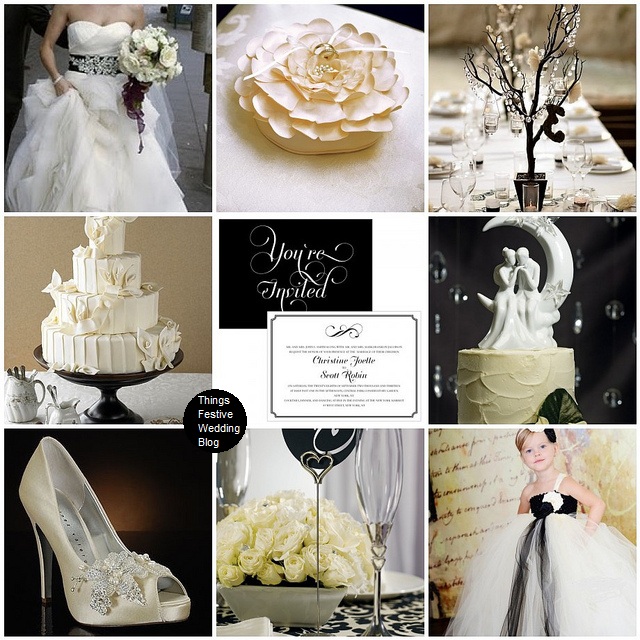 Things Festive Wedding Blog Ivory Black and White Wedding Theme Warm 