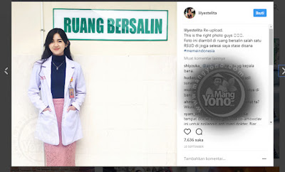 Foto asli Estelita Liana yang sebenarnya bertuliskan 'Ruang Bersalin'