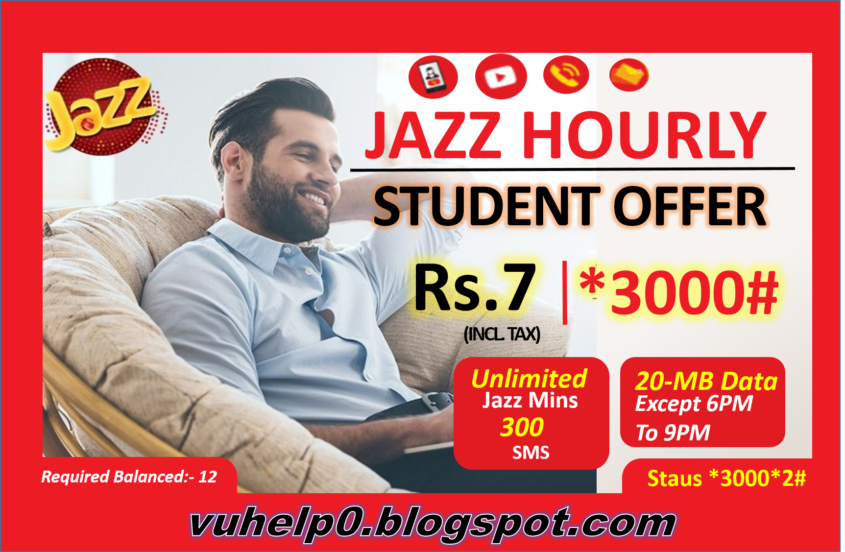 Jazz 2 Hours Voice | Jazz Hourly Student Offer | Jazz *3000# Offer