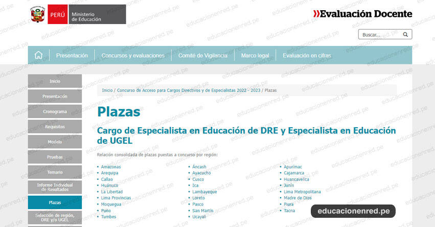 MINEDU: Plazas consolidadas - Especialistas en Educación DRE/UGEL (Viernes 11 Agosto 2023)