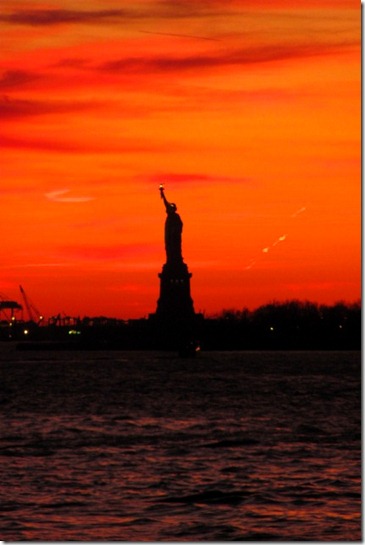 Staten Island Ferry, NYC skyline, and Statue of Liberty with the Godbys