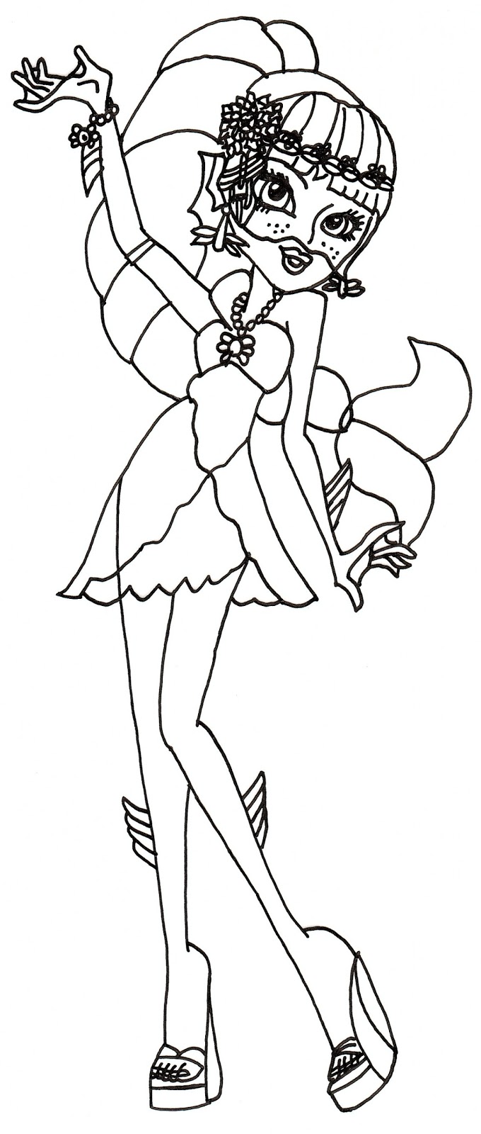 Free printable monster high coloring sheet for Lagoona Blue in 13 wishes basic doll assortment
