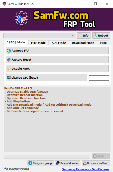 SamFw FRP Tool 2.5 - Remove Samsung FRP one click