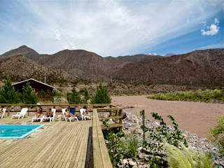 Lazin' on the Mendoza River in the Andes Mountains Argentina