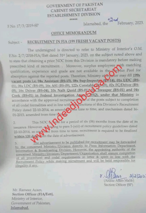 FIA Jobs 2023 Online Apply - Upcoming FIA Jobs 2023 Advertisement