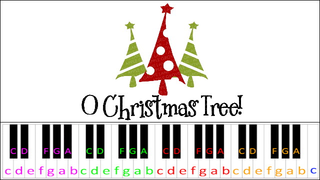 O Christmas Tree (Hard Version) Piano / Keyboard Easy Letter Notes for Beginners