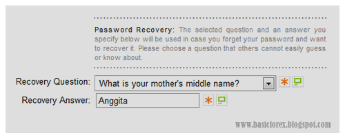 Pengaturan password recovery Agea Forex