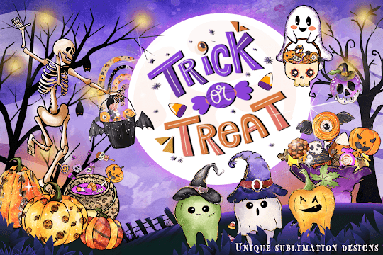 File Download Trick or Treat Sublimation Design use them with your Cricut machine to make some adorable fall crafts! #svg #svgfile #freesvg #pumpkin #fall #cricut