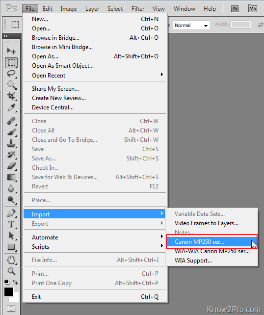 วิธีการ Scan ภาพเข้า Photoshop CS5 ทดลองกับ Canon MP258