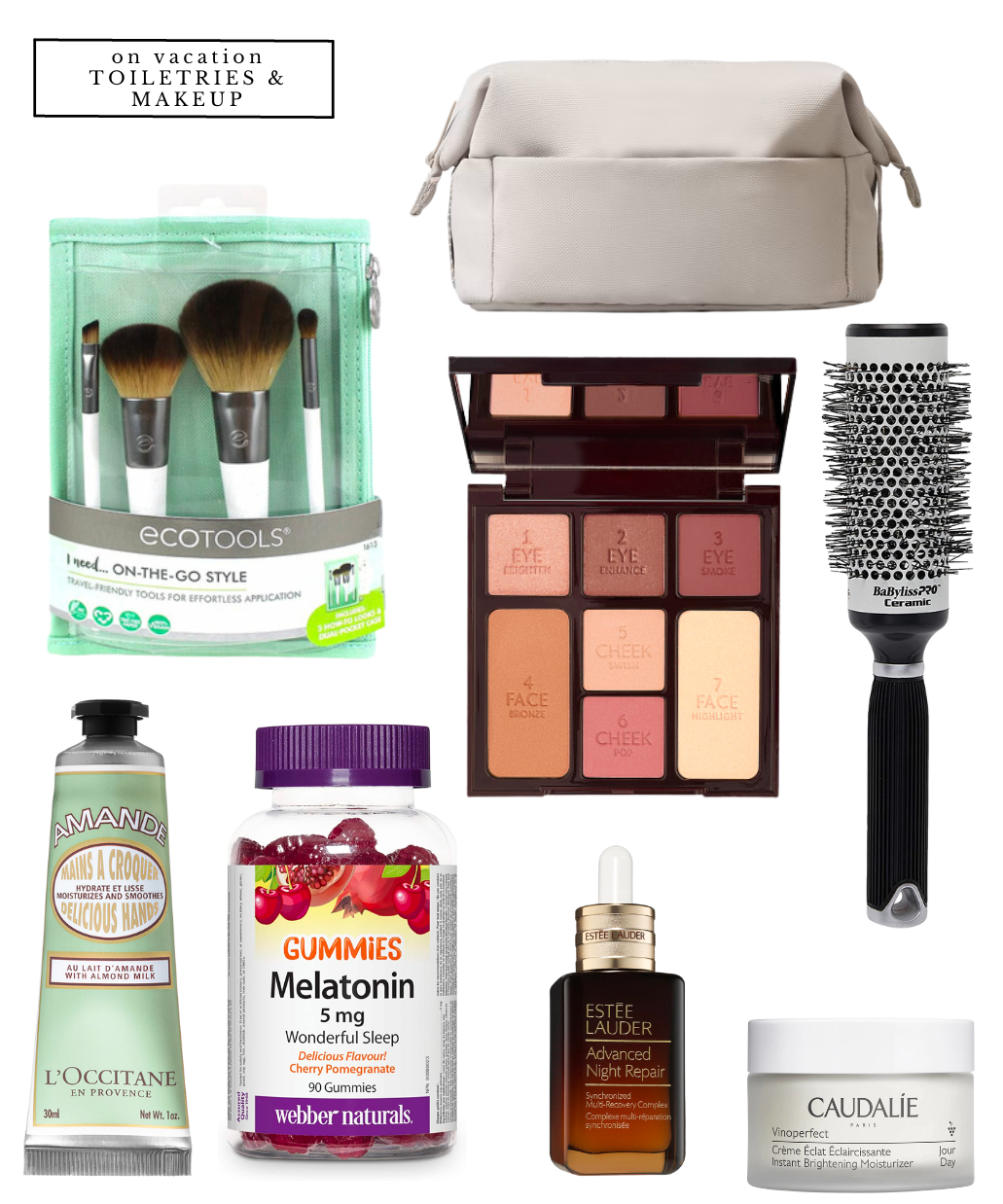 travel packing list, spring vacation packing, travel toiletries list