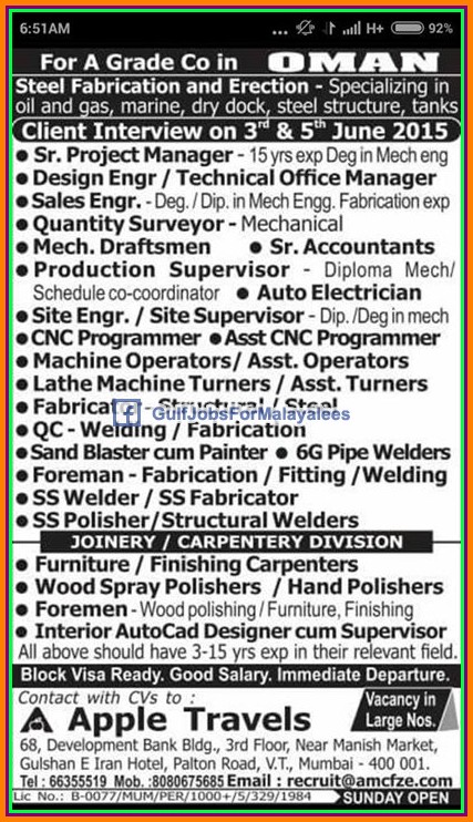 Oman Large job vacancies