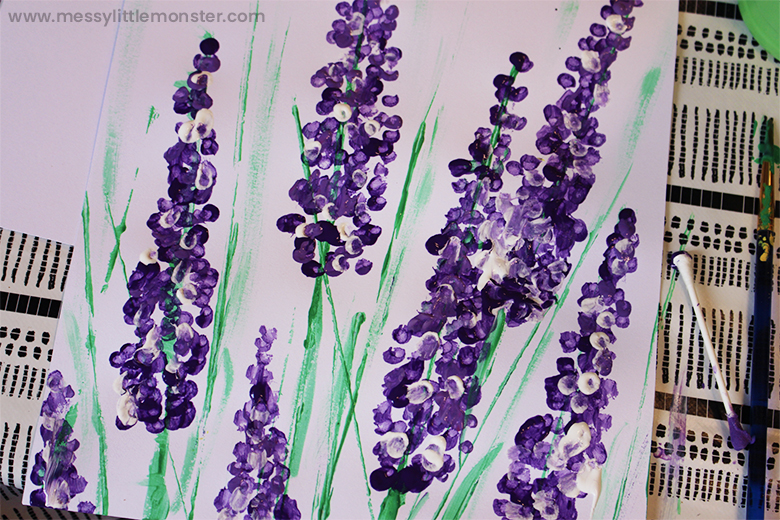 Lavender q tip painting - process art ideas