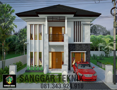  GAMBAR DESAIN RUMAH SEMI BALI MODERN 8 x 12 METER 2 LANTAI 