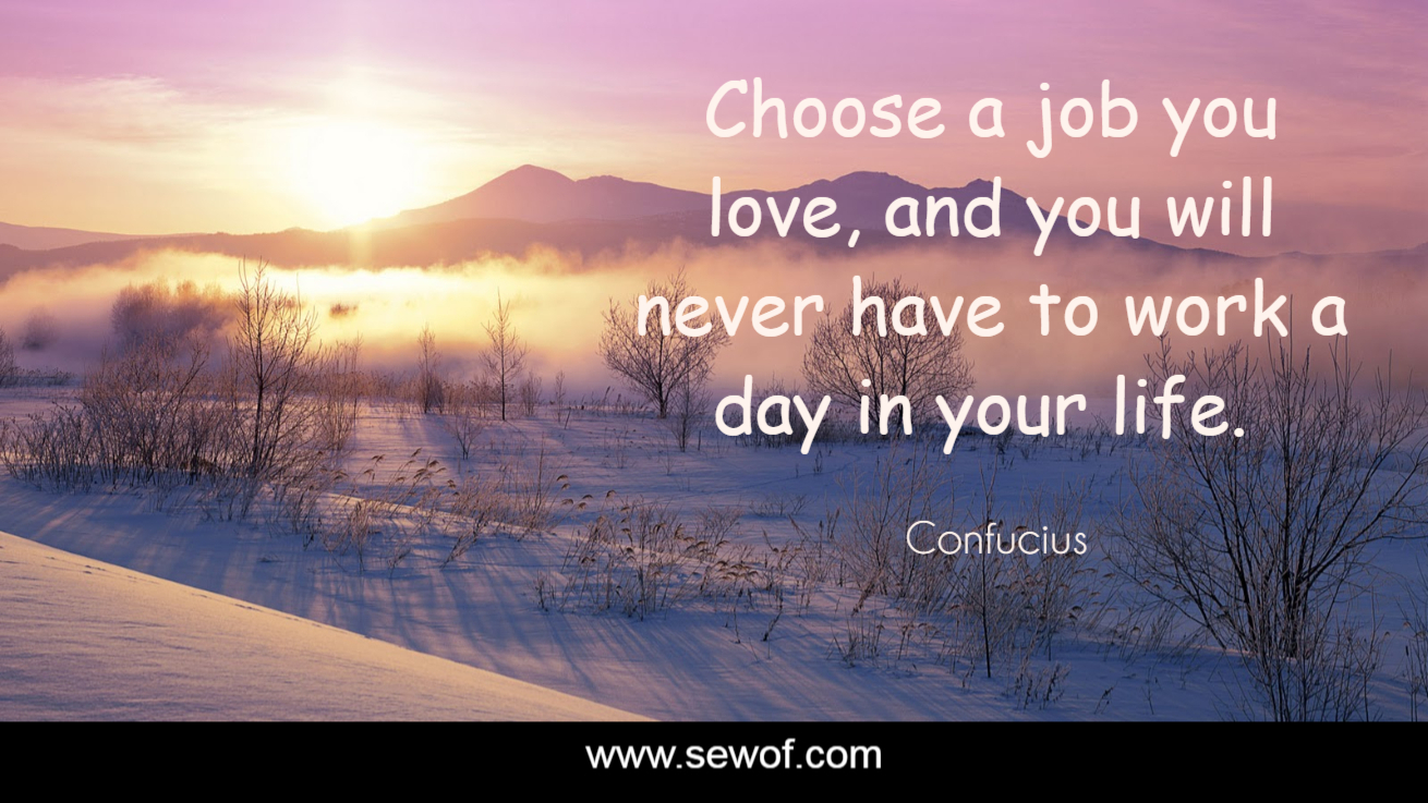 Choose a job you love and you will never have to work a day in your life