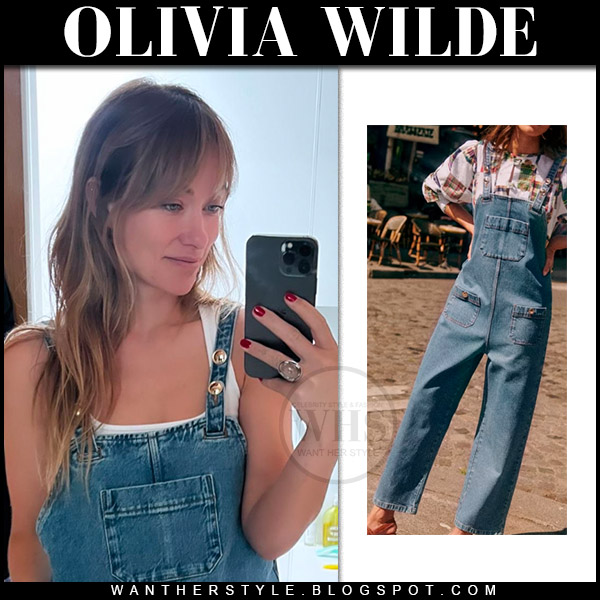 Olivia Wilde in denim overalls