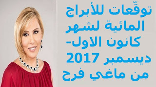 توقّعات للأبراج المائية لشهر كانون الاول- ديسمبر 2017 من ماغي فرح