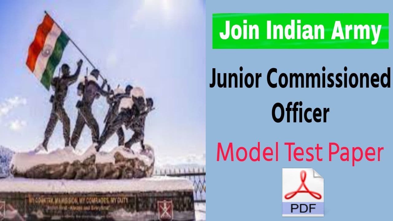 Indian Army Junior Commissioned Officer Model Test Paper In English And Hindi Pdf