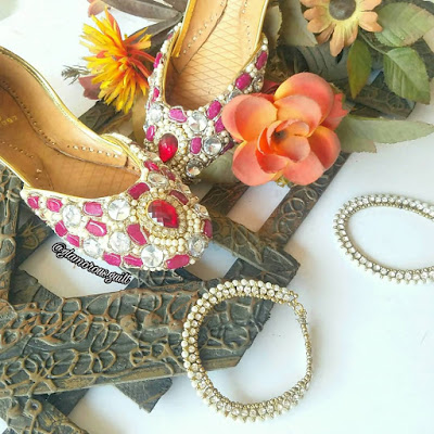 Kundan Khussa With Studds And Stones - Stylo Shoes