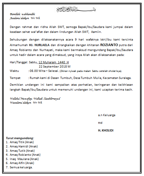 Contoh Surat Undangan Zikiran Archives Suratmenyuratnet