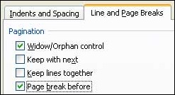 Page break before