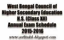 WBCHSE-HS- Class XII Annual Exam Schedule- 2015-2016