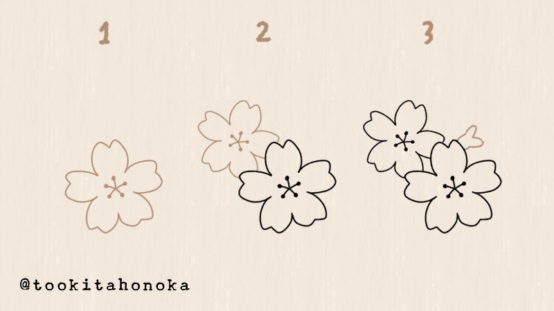 簡単な桜のイラストのかわいい描き方 4月の春の花 手書き ボールペン 手帳用 How To Draw Easy Cherryblossoms 遠北ほのかのイラストサイト