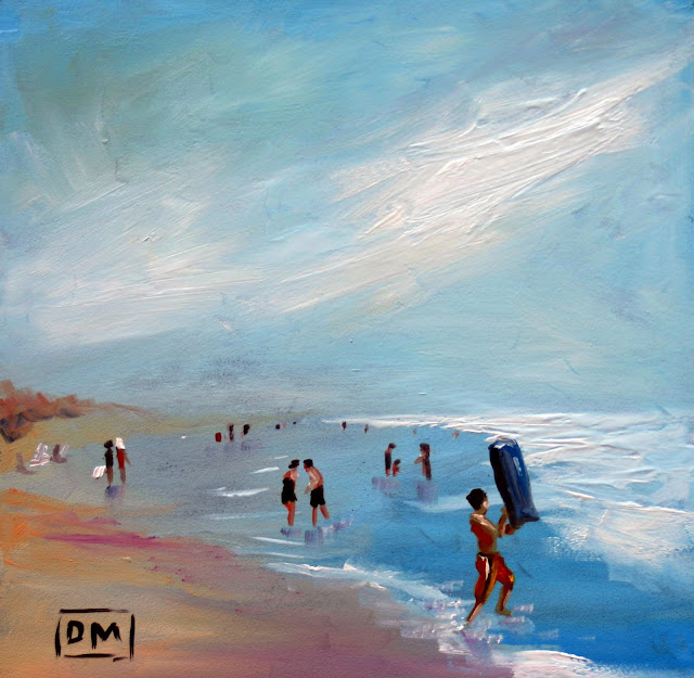 In the surf, beach painting, debbiemillerpainting.blogspot.com
