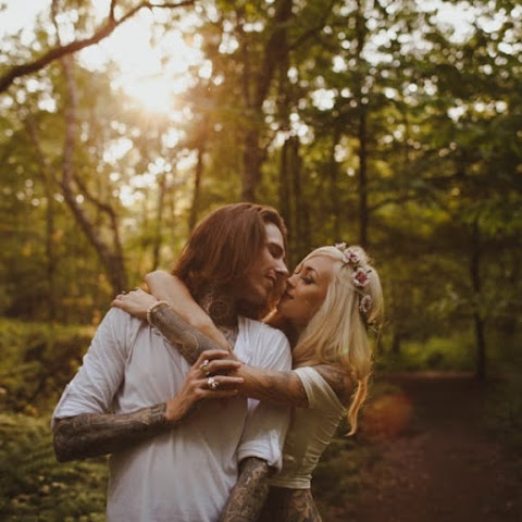 Magical Engagement Shoot Of Stunning Tattooed Couple In The Woods