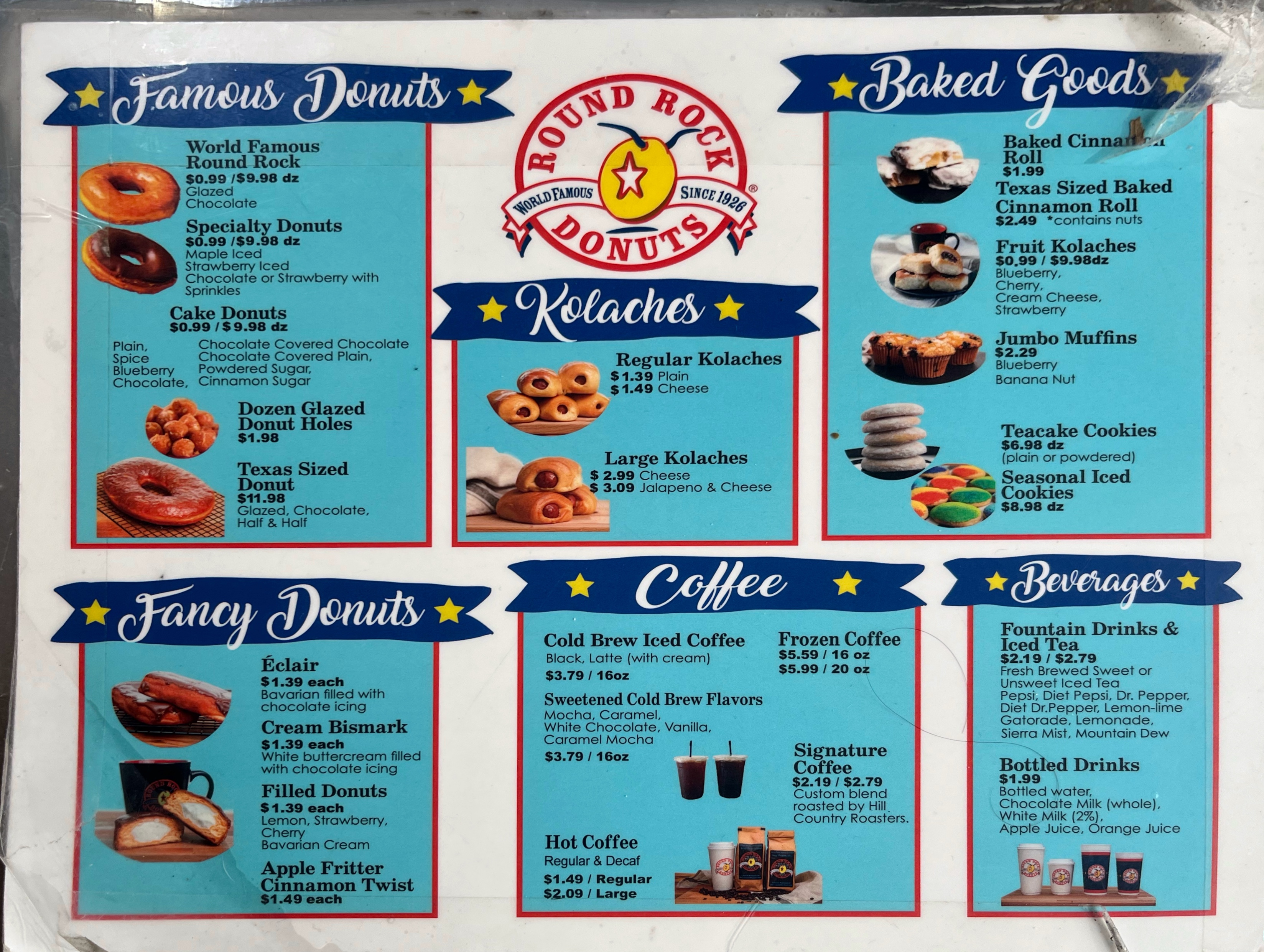 Round Rock Donuts menu and prices