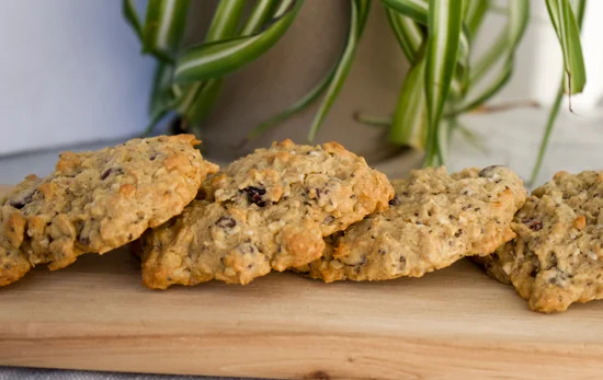 Chia seed cookies on a wooden board