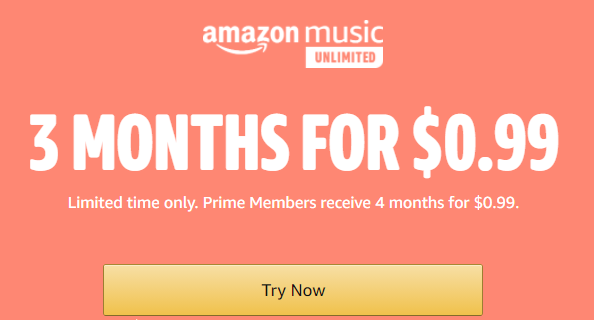 احصل على اشتراك Amazon Prime Music لمدة 3 شهور ب 99 سنت