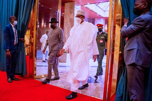 Goodluck Jonathan, visits President Buhari in Aso Rock