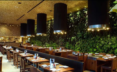 Restaurant Lined Wth A Living Green Wall