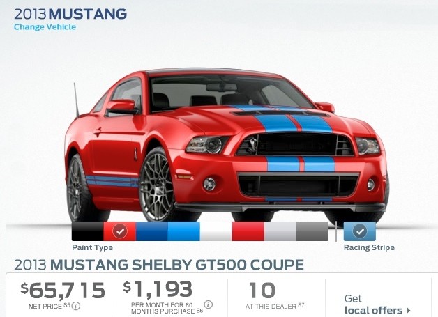 Now You can customize your 2013 Ford Shelby GT500 online and see the 