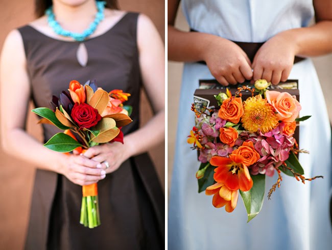 vintage travel stickers and fresh flowers for the flower girl wedding