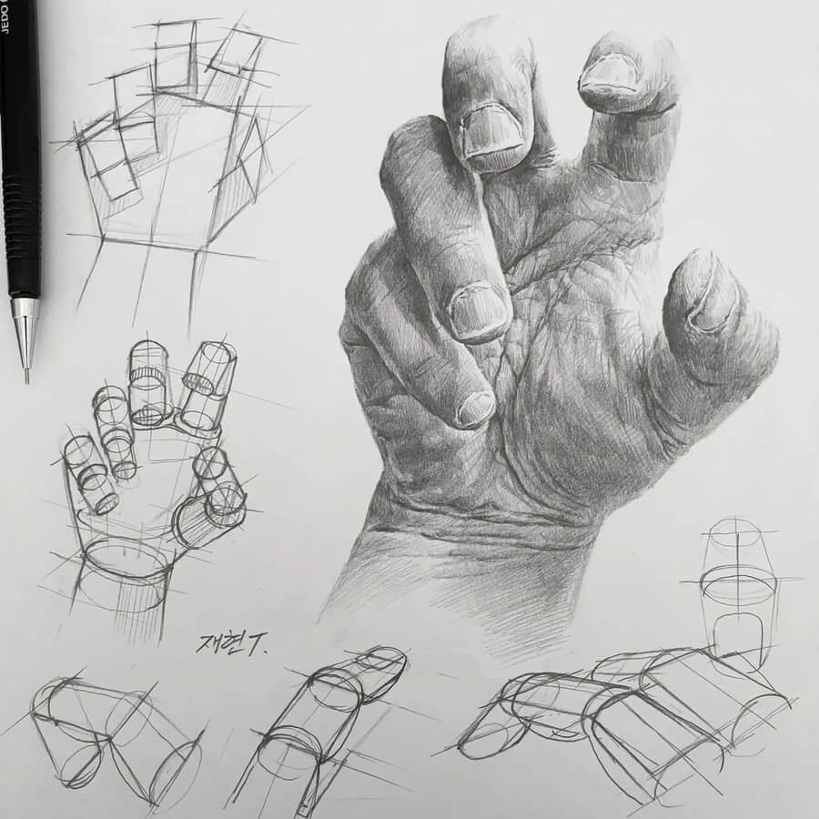 05-Folding-fingers-Art-pencil-Tutorials-Anjjaemi-www-designstack-co