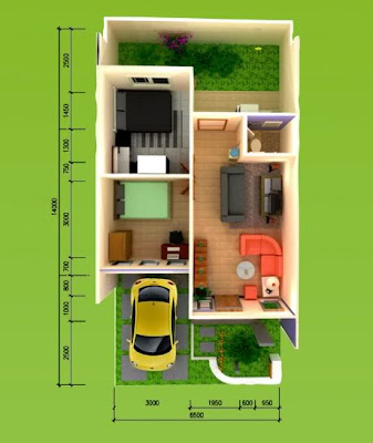 Gambar Denah Rumah Type 50 Terbaru Minimalis Modern