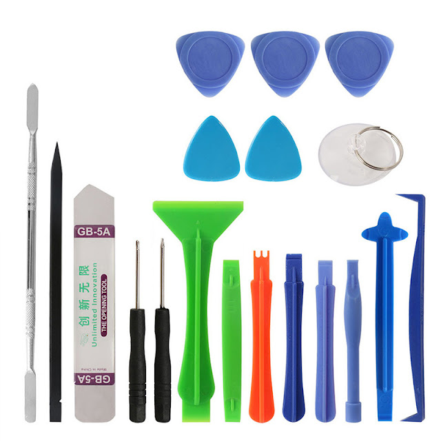 19Pcs Phone Pry Opening Tool Phillips Screwderiver Metal Pry Bar Spudger Flexible Scraper 