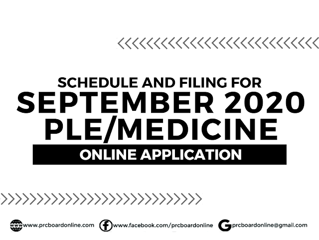 PLE/Medicine Online Application for September 2020 Exam